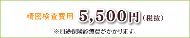 [精密検査費用]5,500円（税抜）※別途保険診療費がかかります。