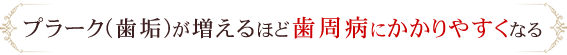 プラーク(歯垢)が増えるほど歯周病にかかりやすくなる